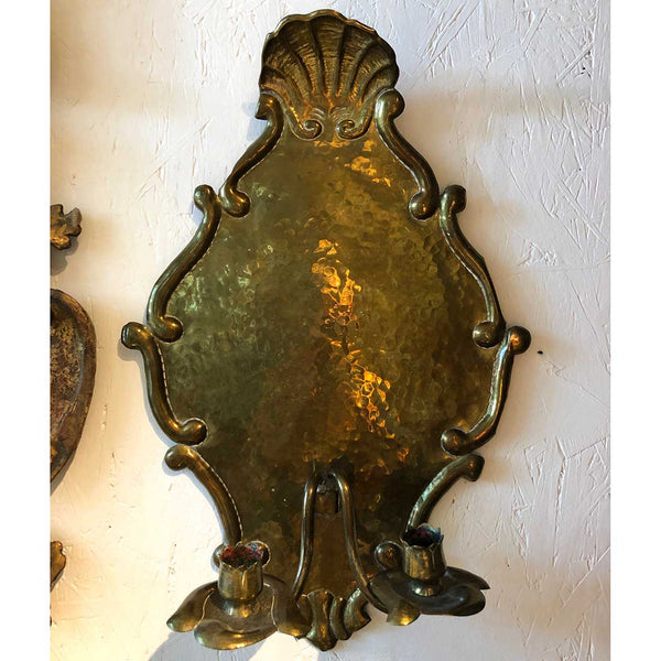Pair of Swedish Grace Brass Two-Arm Candle Wall Sconces