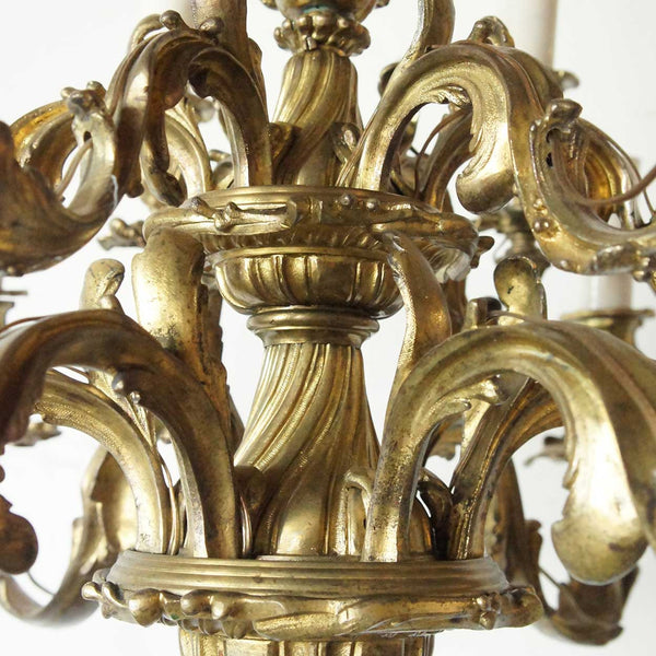 French Louis XIV Style Gilt Bronze 12-Light Chandelier