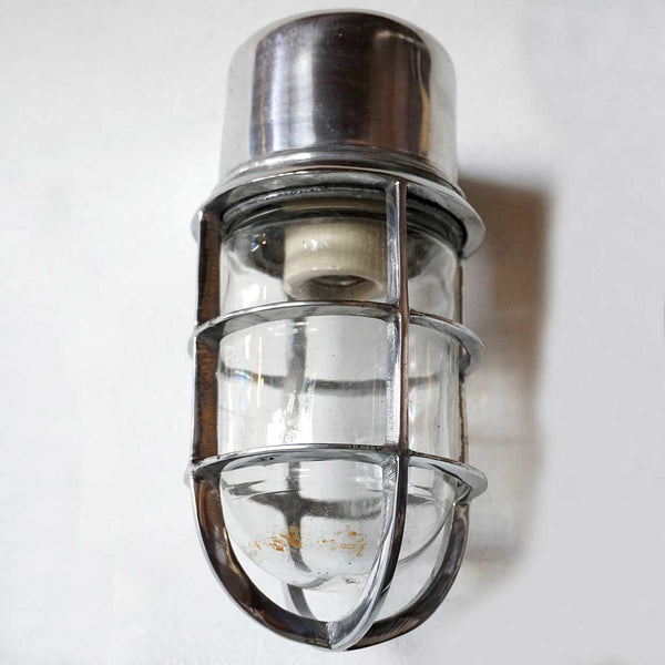 Vintage Style Industrial Aluminum Cage and Glass Bracket Wall Sconce Ship's Light Fixture (29 Available)