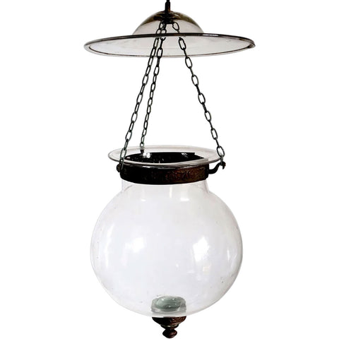 Small Belgian Export Glass Globe Hall Candle Lantern