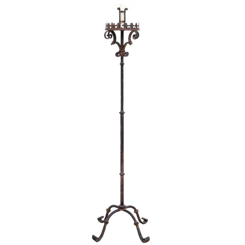 American 17th century Style Wrought Iron Torchiere Floor Lamp