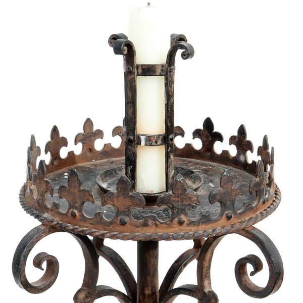 American 17th century Style Wrought Iron Torchiere Floor Lamp