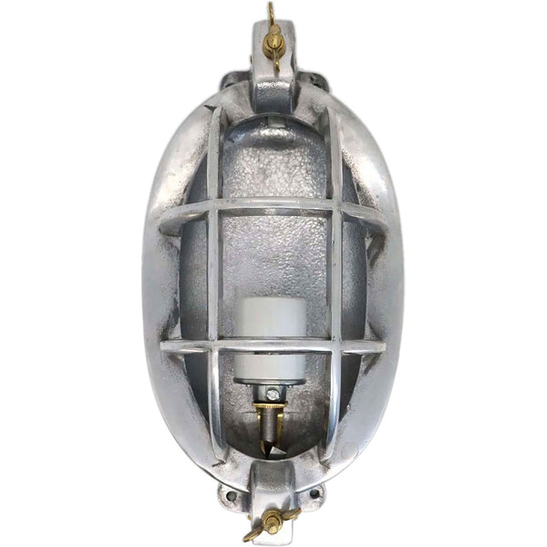 Vintage Style Aluminum Caged Oval Ship's Ceiling / Wall Light Fixture [no shade]