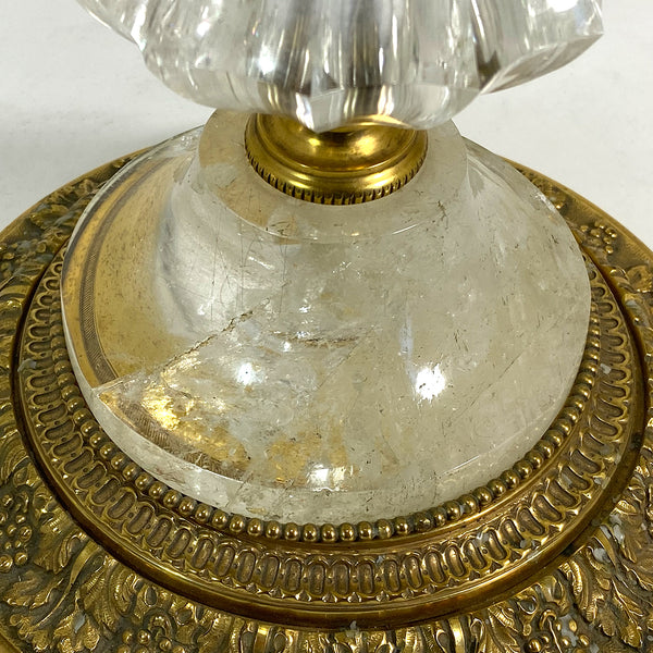 Large French Louis XVI Style Gilt Bronze and Rock Crystal Six-Light Candelabrum