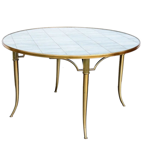 American William (Billy) Haines Brass and Marble Klismos Round Games Table