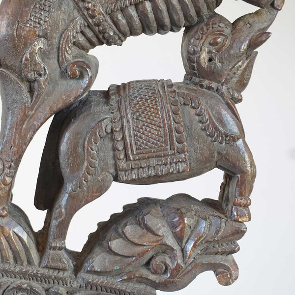 Indian Folk Art Teak Architectural Bracket on Custom Stand