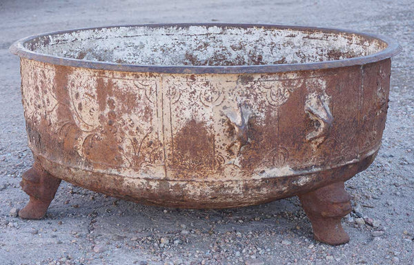 Early Large Chinese Cast Iron Footed Pot