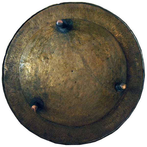Early Spanish Engraved Brass Footed Round Brazier (Brasero)