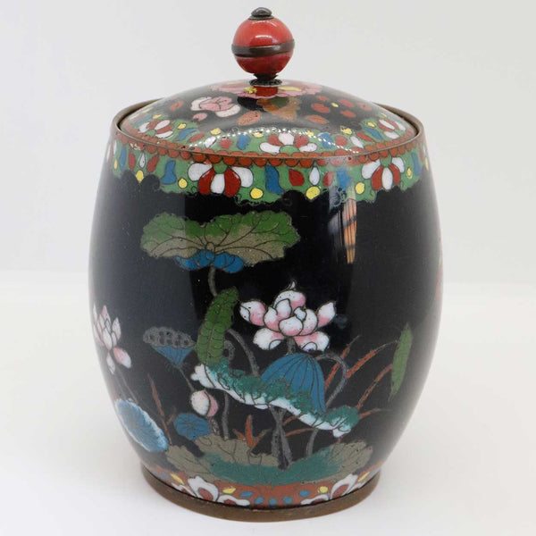 Small Japanese Cloisonne Enamel and Copper Covered Tobacco Jar