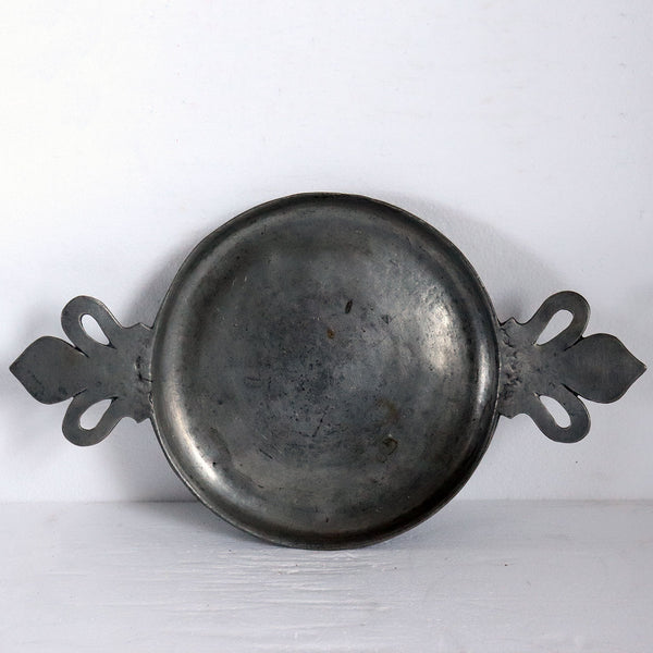 Large French Pewter Double-Ear Shallow Serving Bowl / Platter