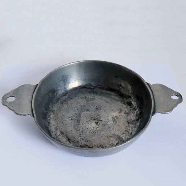French Pewter Double-Handle Ecuelle Bowl