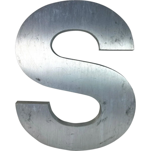 Vintage American Spanjer Brothers Brushed Aluminum Letter S Building Sign [2 Available]