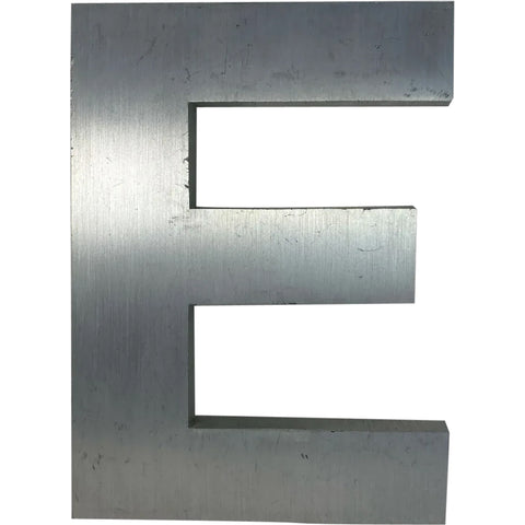 Vintage American Spanjer Brothers Brushed Aluminum Letter E Building Sign