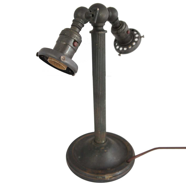 American Industrial Bronze Patina Two-Light Adjustable Desk Lamp