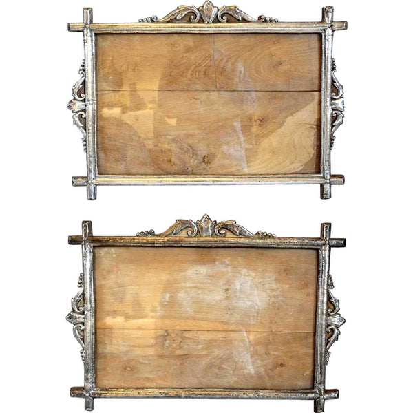Rare Pair of Indo-Portuguese Silver Mounted Teak Frames