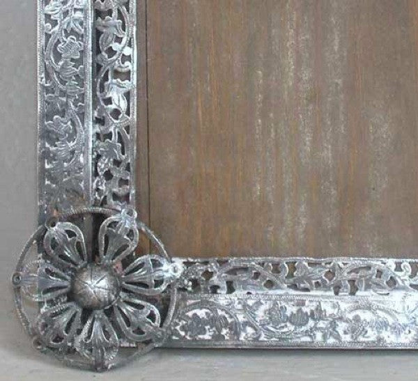 Small Spanish or Portuguese Silver Mounted Teak Framed Mirror