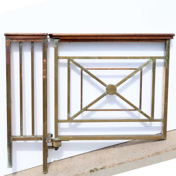 Five-Part American Solid Bronze and Mahogany Architectural Railing