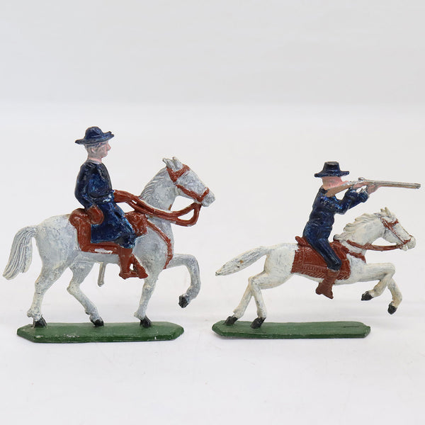 Two German Painted Cast Lead Miniature Mounted Cavalry Toy Soldier Figures