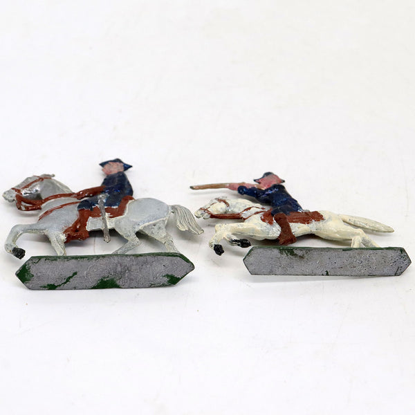 Two German Painted Cast Lead Miniature Mounted Cavalry Toy Soldier Figures