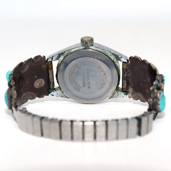 Vintage Native American Navajo D. A. Jim Silver and Turquoise Timex Wristwatch