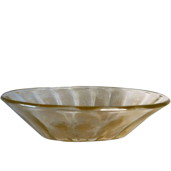 Large Italian Murano Archimede Seguso Gold Leaf Glass Center Bowl