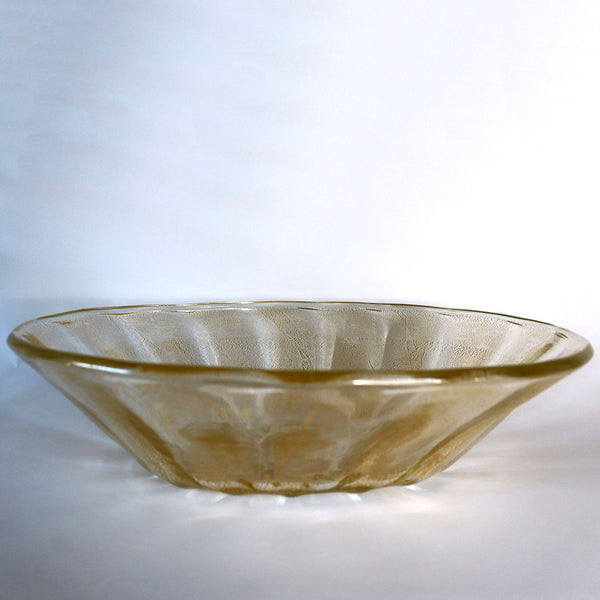 Large Italian Murano Archimede Seguso Gold Leaf Glass Center Bowl