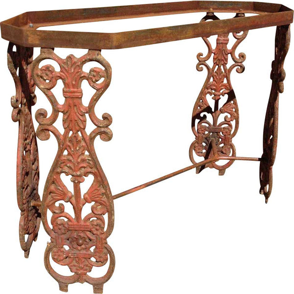 English Painted Cast Iron Balusters as an Octagonal Console Table Base