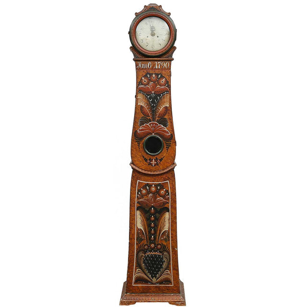 Swedish Allmoge Painted Pine Mora Longcase Clock