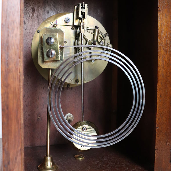 French Parisian Planchon Henri II Revival Walnut and Brass Bracket Clock