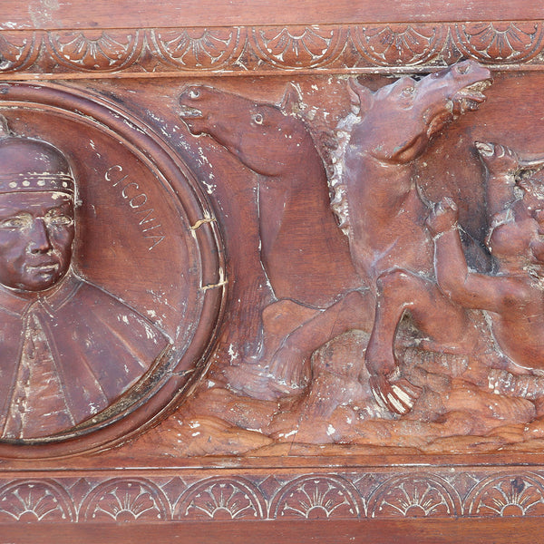 Italian Renaissance Revival Wooden Bas Relief Piano Door, Pascale Ciconia, Doge of Venice
