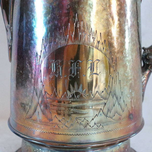 American Victorian Reed and Barton Silverplate Porcelain Lined Water Pitcher