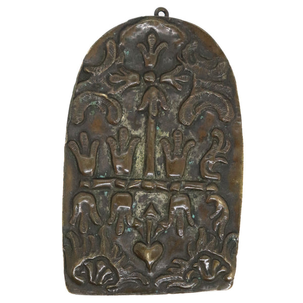 Italian Brass Cased Beaded Metallic Thread Portable Saint Relic Case