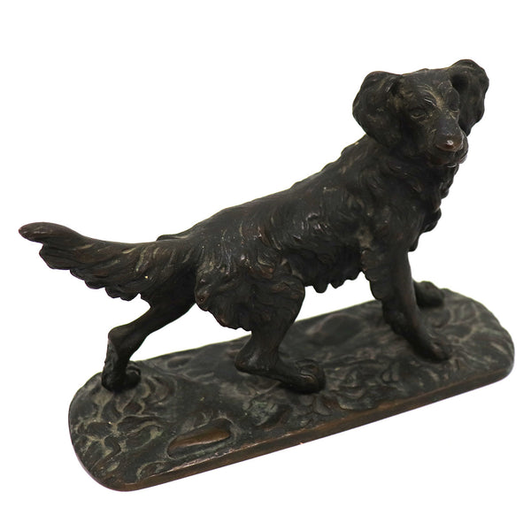 French Patinated Bronze Spaniel Hunting Dog Statue