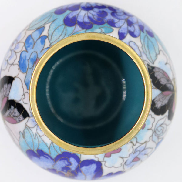 Vintage Chinese Cloisonne Enamel Brass Mounted Lidded Jar