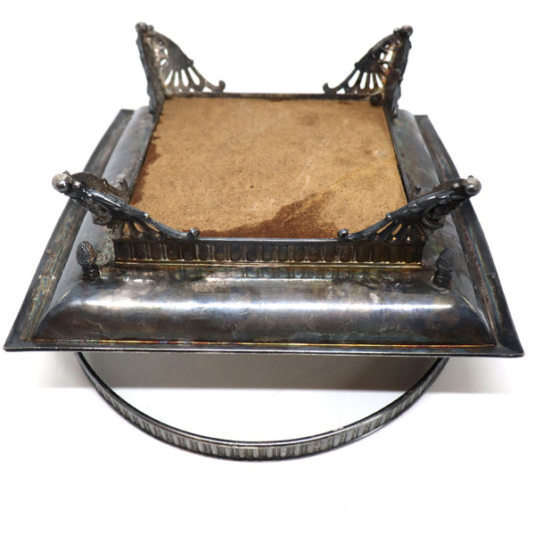 American Victorian Silverplate and Mirror Square Bride's Basket
