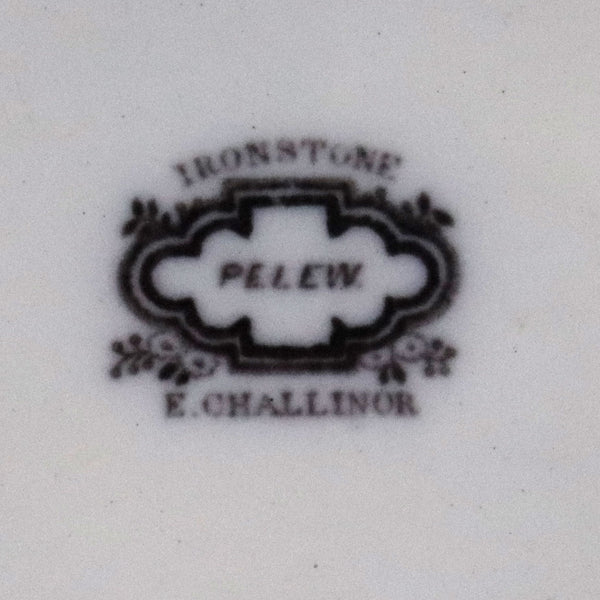 English Edward Challinor Ironstone Black Transferware Pelew Platter