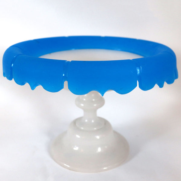 French Opaline Blue and White Glass Tazza Center Bowl