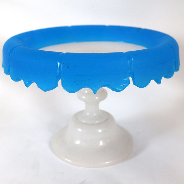 French Opaline Blue and White Glass Tazza Center Bowl