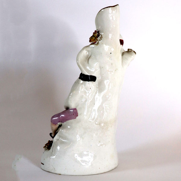 English Staffordshire Pottery Flatback Figural Group Spill Vase
