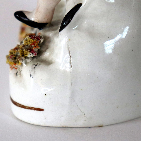 English Staffordshire Pottery Flatback Figural Group Spill Vase