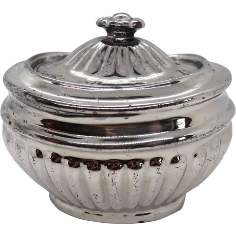 English Georgian Silver Luster Pottery Covered Sugar Bowl