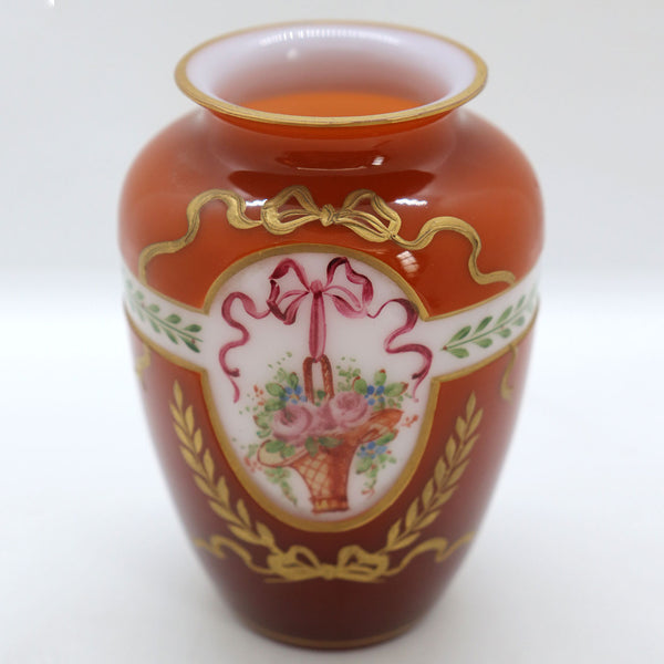 Bohemian Moser Cased and Enamel Glass Cabinet Vase
