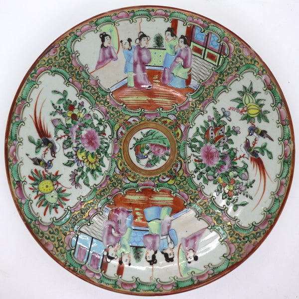 Large Chinese Qing Porcelain Rose Medallion Plate