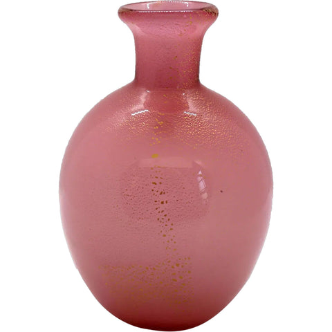 Vintage Italian Murano Glass Pink Gold Aventurine Bottle