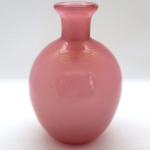 Vintage Italian Murano Glass Pink Gold Aventurine Bottle