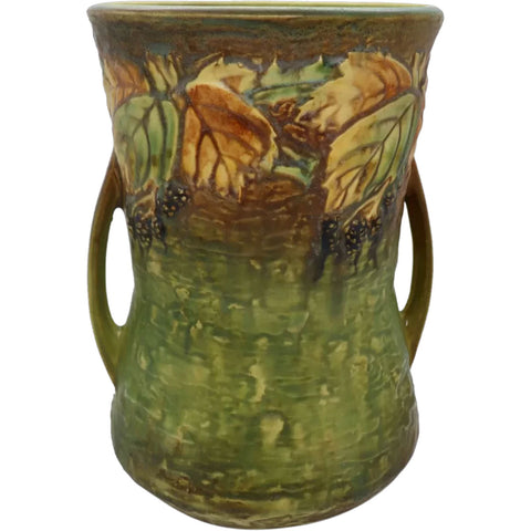 American Roseville Pottery Blackberry Green Handled 577-10 Vase