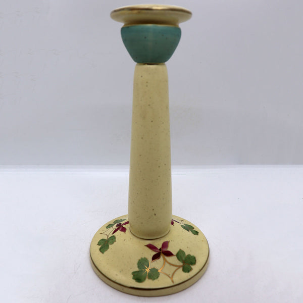 American Roseville Pottery Creamware Gold Traced Floral Candlestick