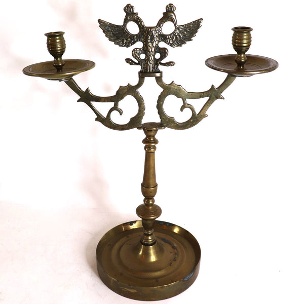 Large Austro-Hungarian Empire Brass Eagle Two-Light Candelabrum