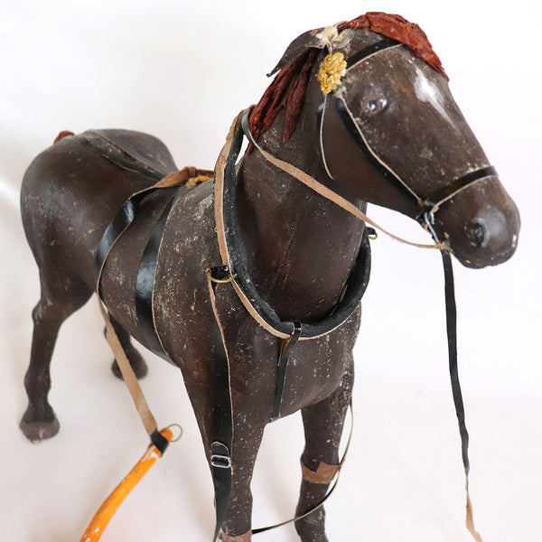 Rare Vintage Four-Piece Papier-Mache Historical Figures and Horse Set