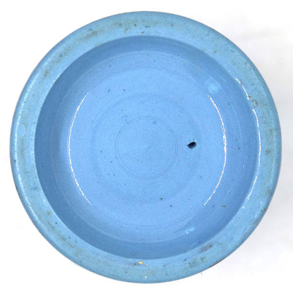 Pair of English Prattware Pottery Transferware Blue Potted Meat Jars